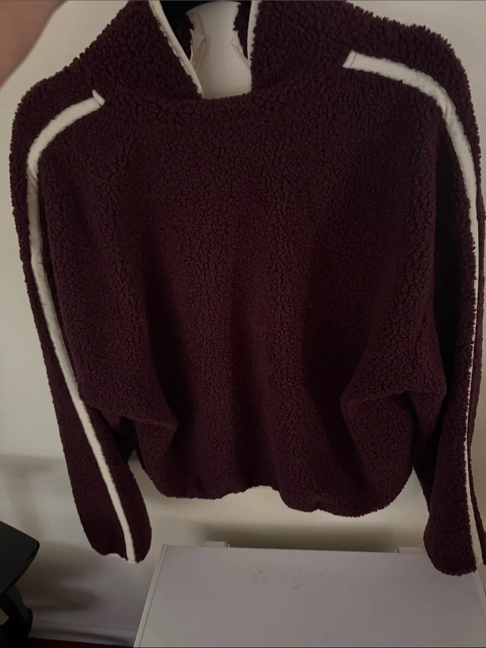 Old Navy Teddy Half-Zip Jacket - Burgundy with Cream Trim
